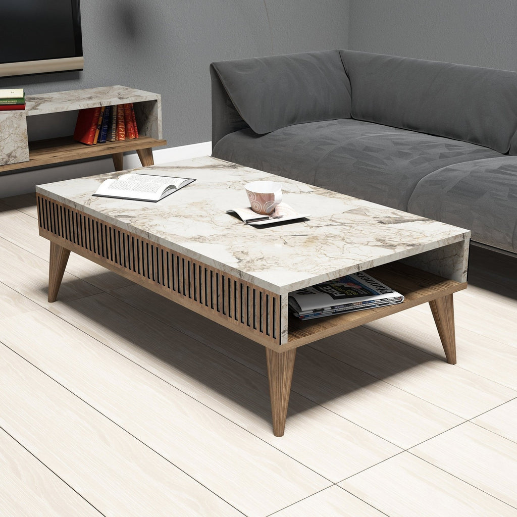 Coffee Table Walnut White