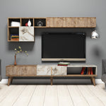 TV Unit Milan - Walnut, White Marble