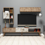 TV Unit Milan - Walnut, White Marble