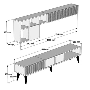 TV Unit Milan - Walnut, White Marble