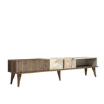 TV Stand Milan - Walnut, White Marble
