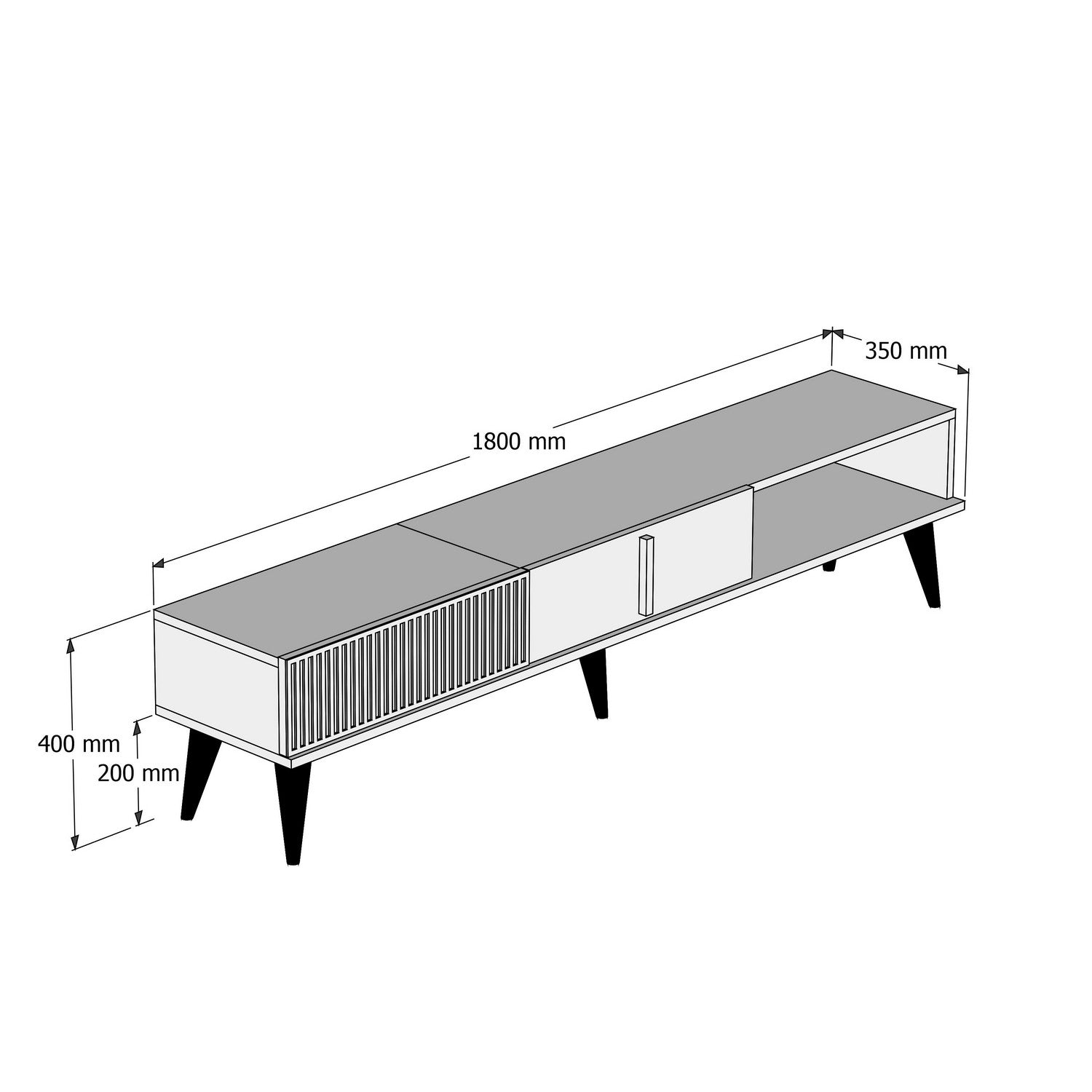 TV Stand Milan - Walnut, White Marble