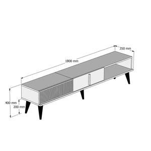 TV Stand Milan - Walnut, White Marble