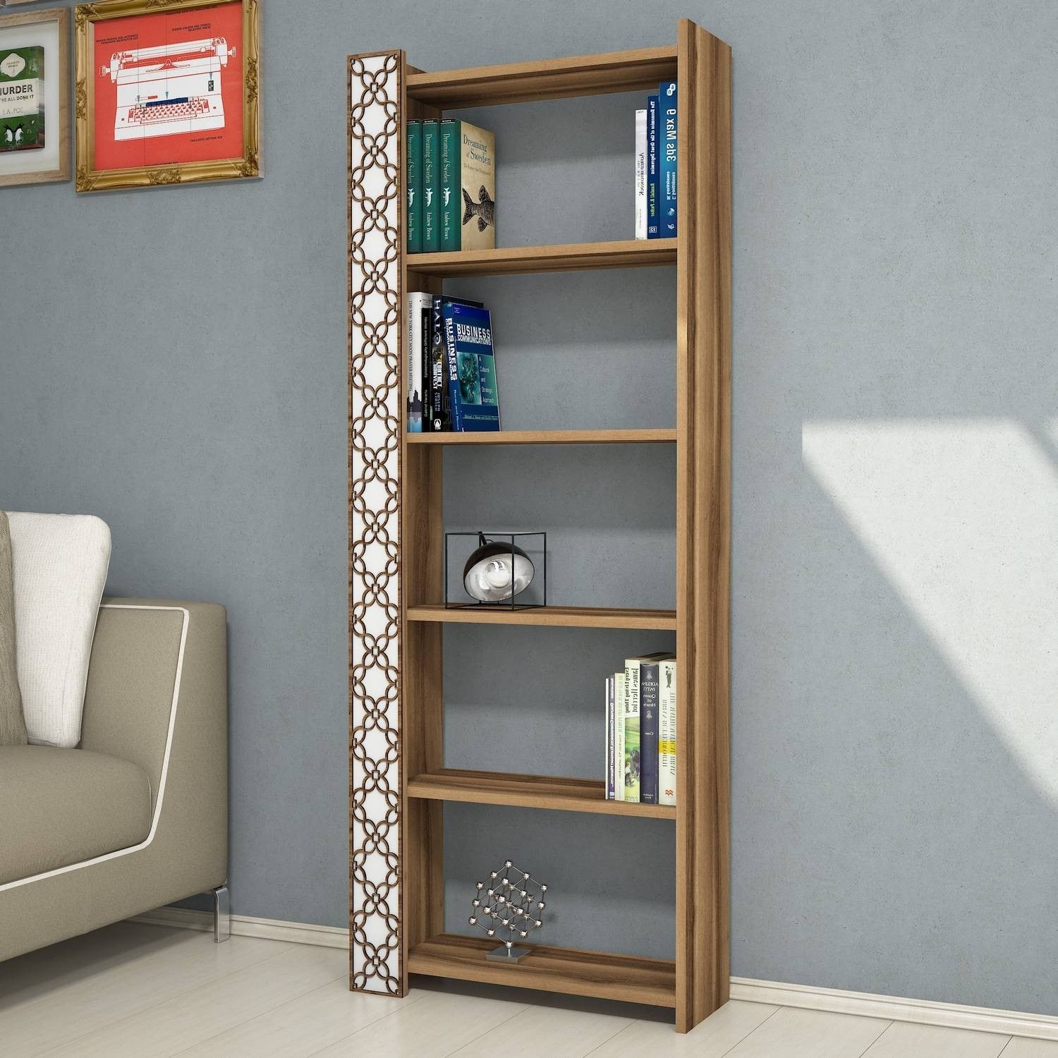 Bookshelf City - Walnut, White