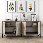 Console Table Kiev - Walnut, White Marble