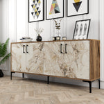 Console Table Kiev - Walnut, White Marble
