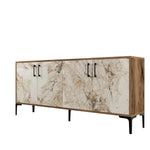 Console Table Kiev - Walnut, White Marble