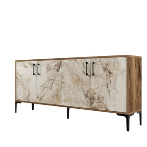 Console Table Kiev - Walnut, White Marble