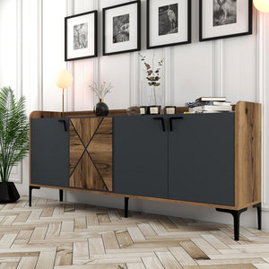Console Table Venedik - Walnut, Anthracite