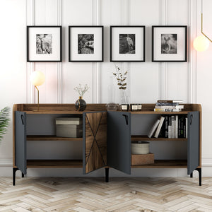 Console Table Venedik - Walnut, Anthracite
