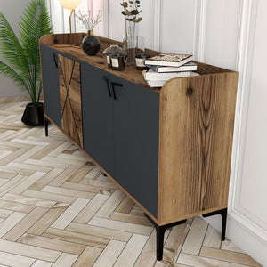 Console Table Venedik - Walnut, Anthracite