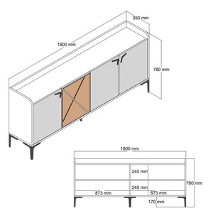 Console Table Venedik - Walnut, White Marble