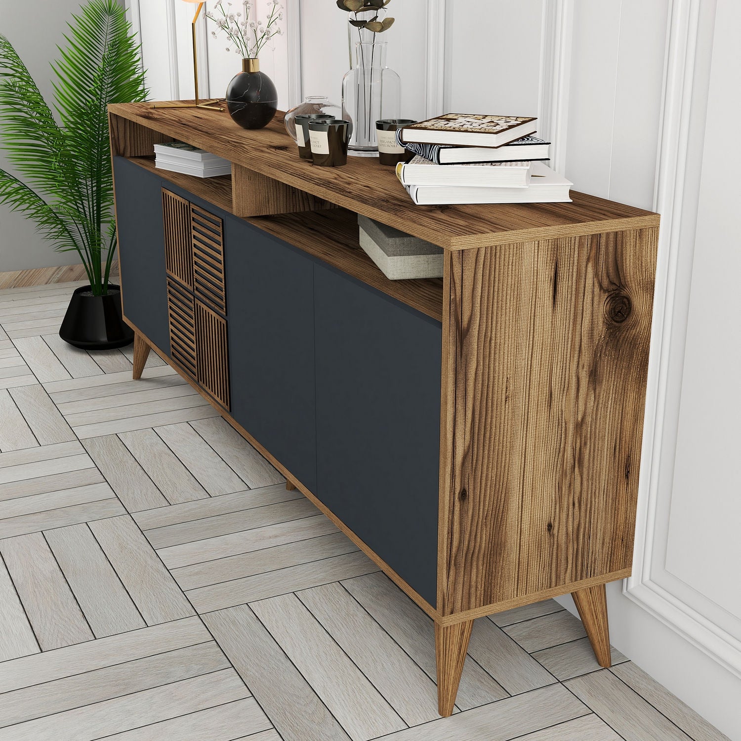 Console Table Milan - Walnut, Anthracite
