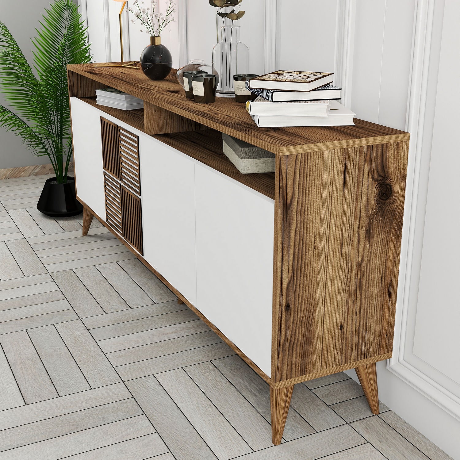 Console Table Milan - Walnut, White