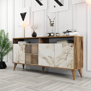 Console Table Milan 160 - Walnut, White Marble