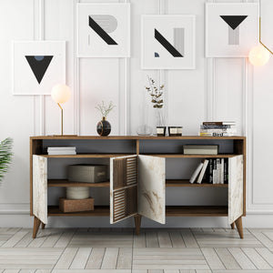 Console Table Milan 160 - Walnut, White Marble