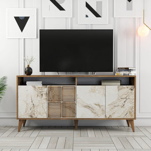 Console Table Milan 160 - Walnut, White Marble