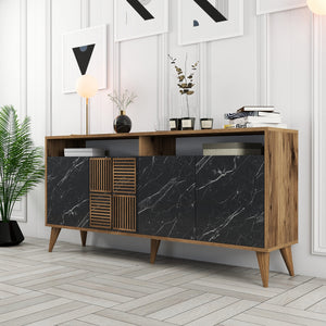 Console Table Milan 160 - Walnut, Black Marble