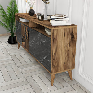 Console Table Milan 160 - Walnut, Black Marble