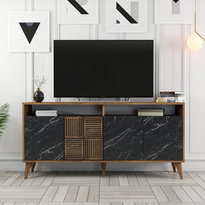 Console Table Milan 160 - Walnut, Black Marble