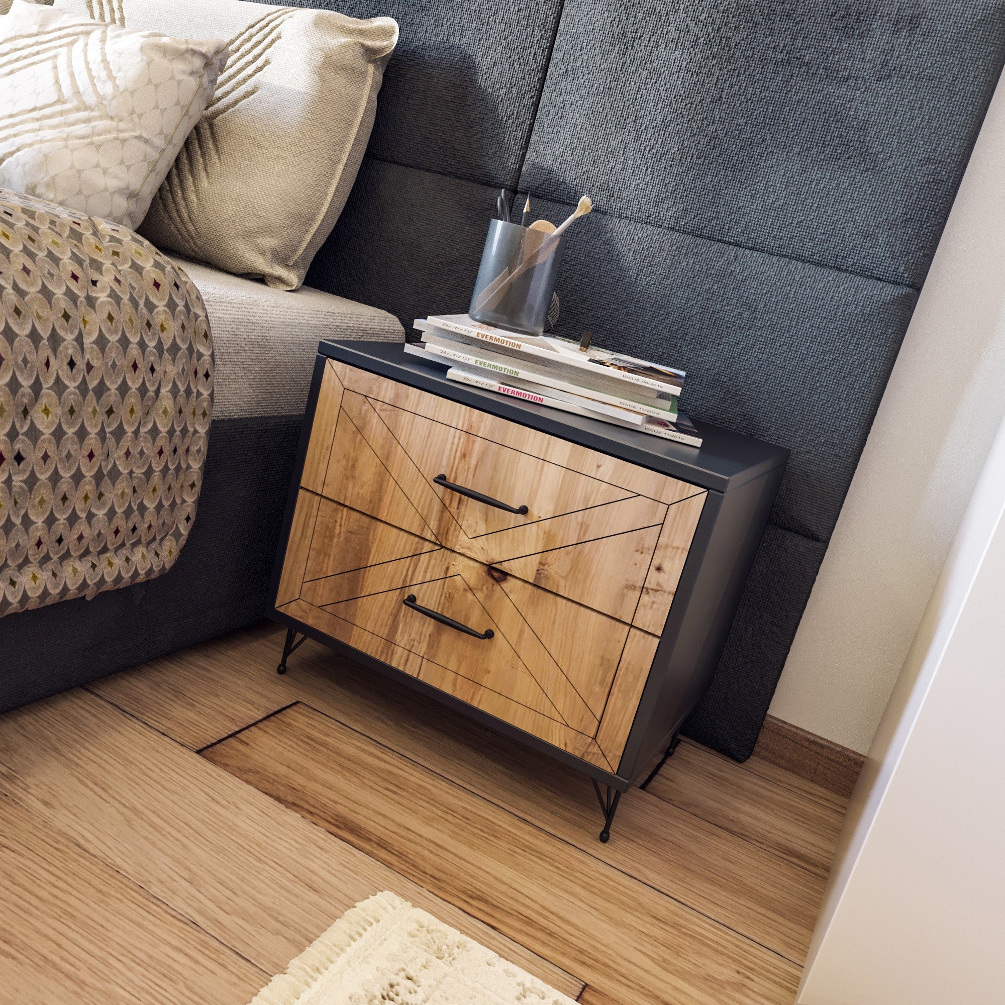 Nightstand Felicita - Anthracite Oak