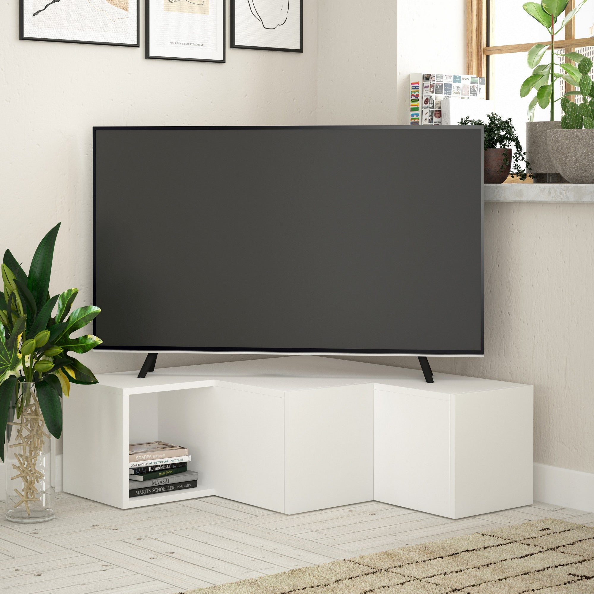 TV Stand Compact - White – Figure It Out Furniture