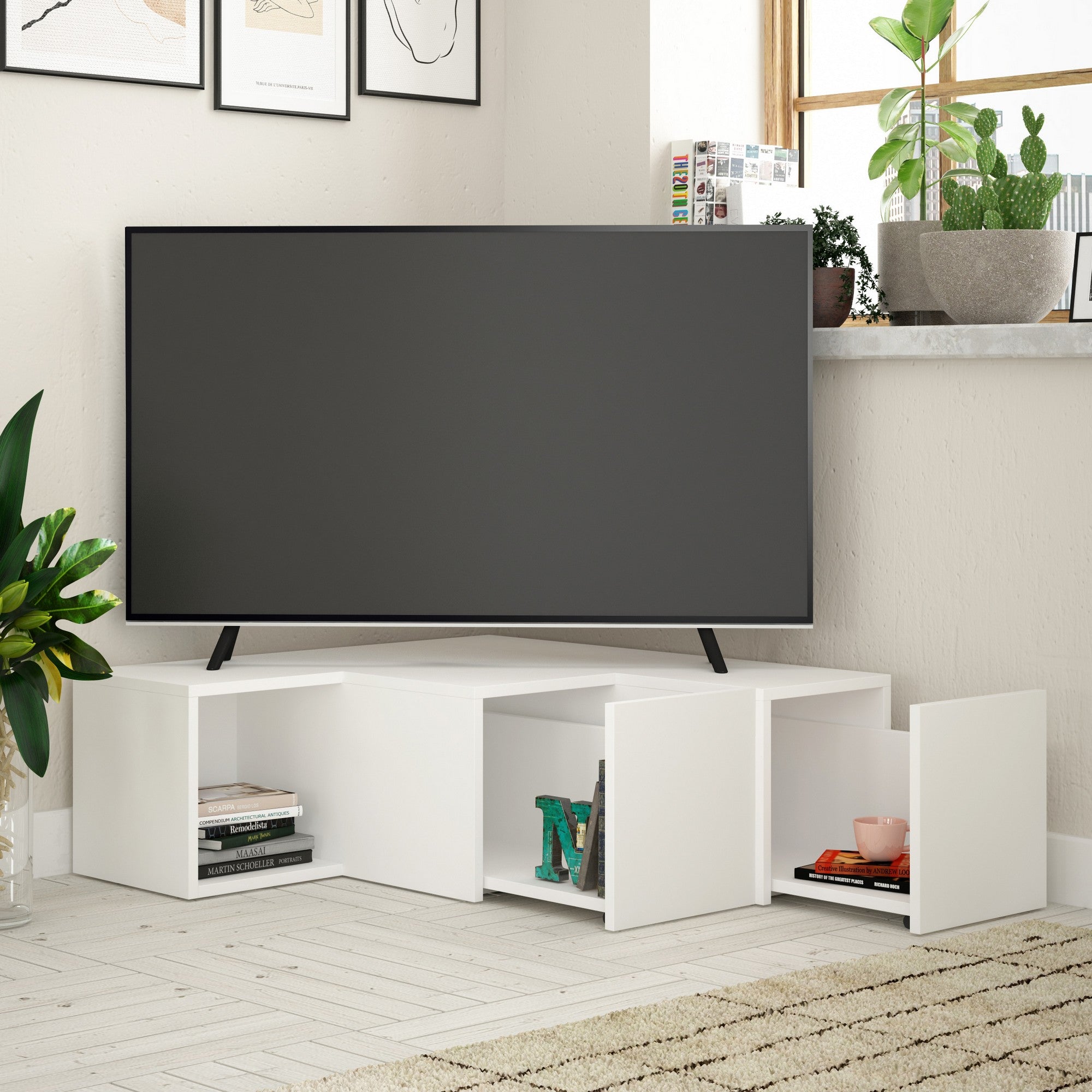 TV Stand Compact - White – Figure It Out Furniture
