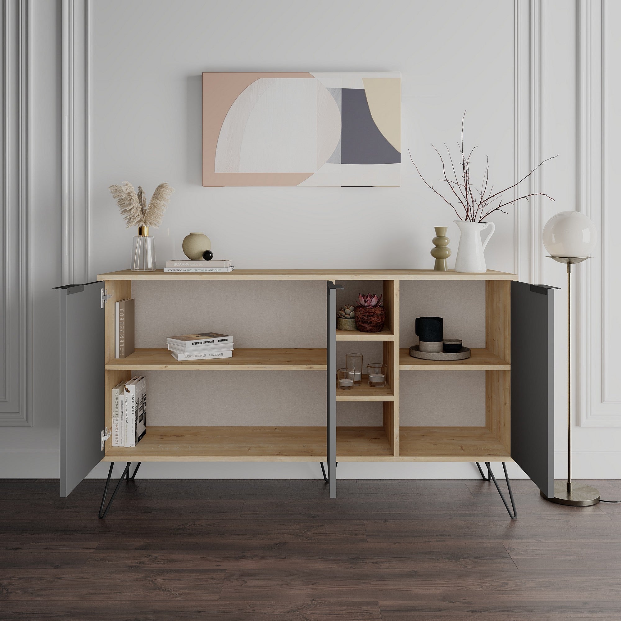 Console Table Clara Console - Oak, Anthracite