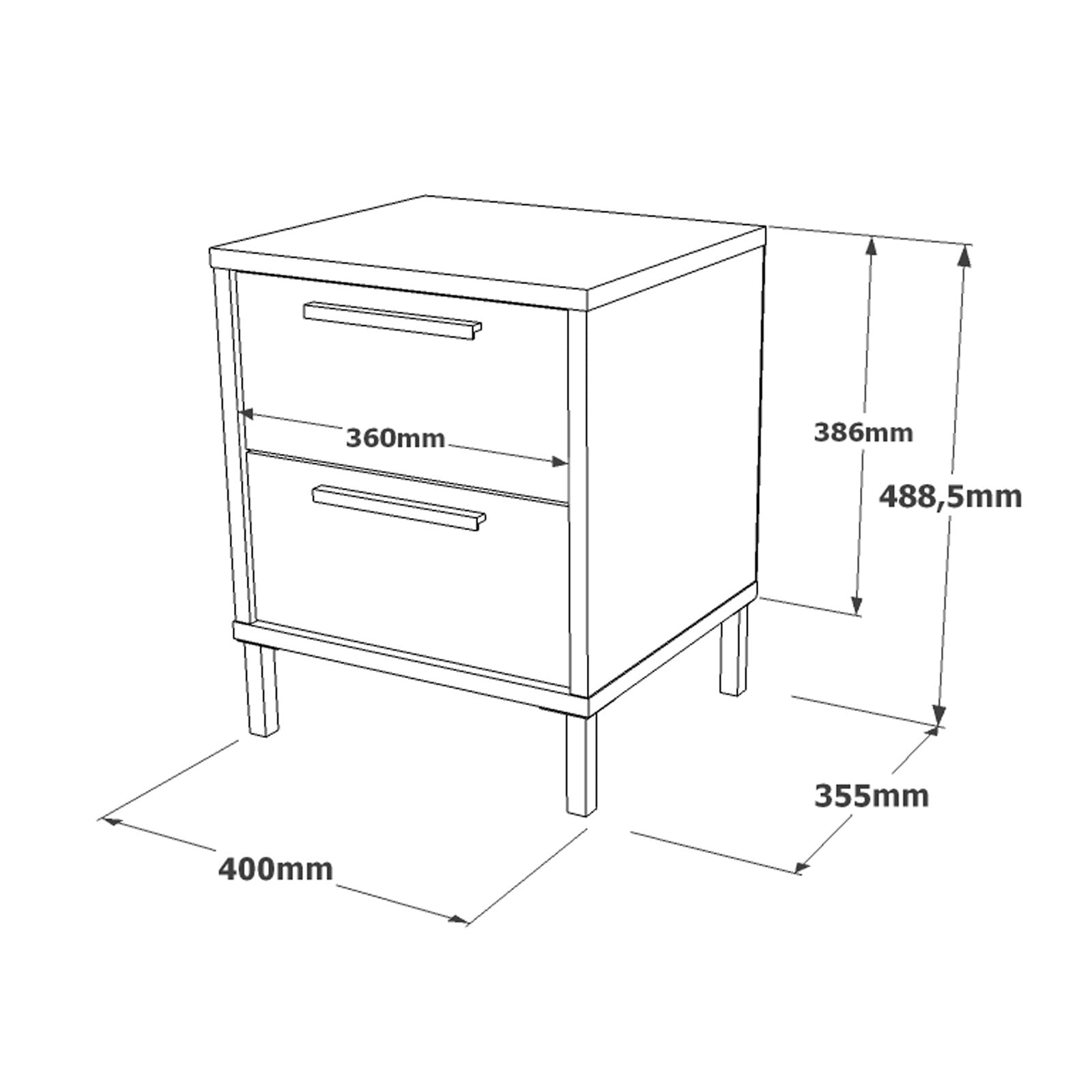 Nightstand LV24-TL - Silver Black