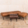 Briatoni Ribbed Leather Bench set