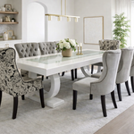 Dining table with 8 upholstered chairs