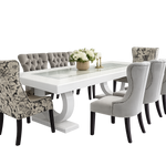 Dining table with 8 upholstered chairs