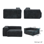 Corduroy, 4 Seater Modular Sofa-Charcoal Grey
