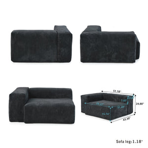 Corduroy, 4 Seater Modular Sofa-Charcoal Grey