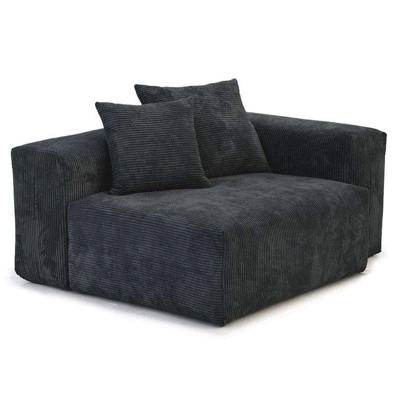 Corduroy, 4 Seater Modular Sofa-Charcoal Grey