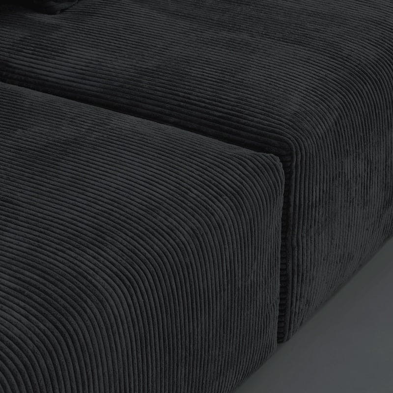 Corduroy, 4 Seater Modular Sofa-Charcoal Grey