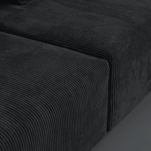 Corduroy, 4 Seater Modular Sofa-Charcoal Grey