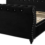 Figure It Out Velvet Black Crystal Button-tufted Sleigh Bed