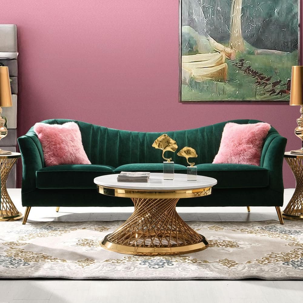 Fio  Furniture Velvet Symmetrical mint Green couch Set