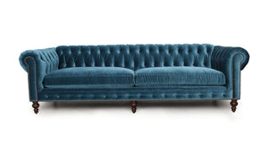 Chesterfield Velvet Turquoise Blue 3 seater Sofa