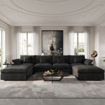 Convertible Modular Sectional Sofa Couch, Modern U Shape Minimalism Sofas Couches with Pillows