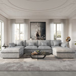 Convertible Modular Sectional Sofa Couch, Modern U Shape Minimalism Sofas Couches with Pillows