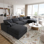 Convertible Modular Sectional Sofa Couch, Modern U Shape Minimalism Sofas Couches with Pillows