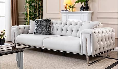 Fio White 3 Seater  Bonded Leather  Chesterfield Couch - Figure  It Out Furniture