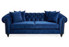 Modern Navy Blue Velvet 3 Seater Chesterfield Couch - Figure  It Out Furniture