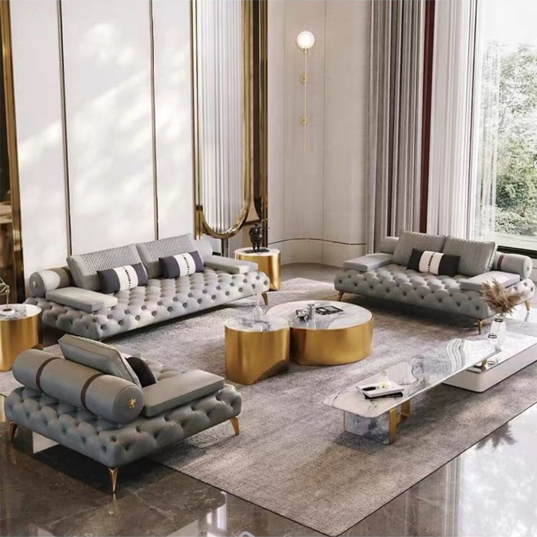 Briaton luxury Chesterfield 4pc sofa cream