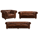 Figure It Out Brown Chesterfield Buck Leather 4 Piece set - Figure  It Out Furniture