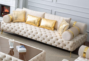 Briaton luxury Chesterfield 4pc sofa cream - Figure  It Out Furniture