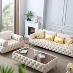 Briaton luxury Chesterfield 4pc sofa cream - Figure  It Out Furniture