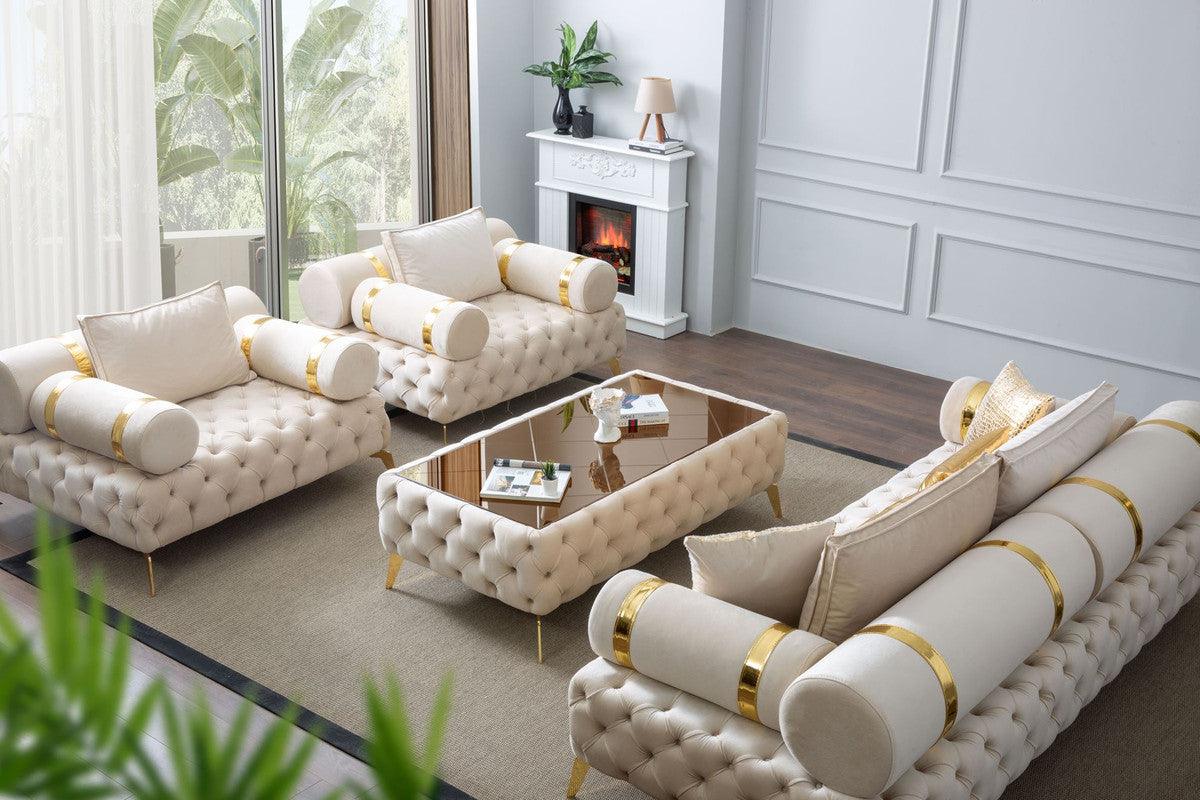 Briaton luxury Chesterfield 4pc sofa cream - Figure  It Out Furniture